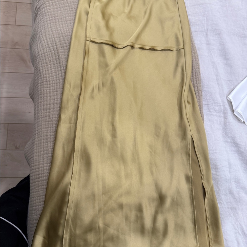 Topshop Gold Maxi Skirt